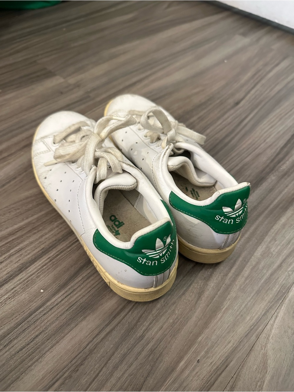 adidas White Sneakers with Green Heel Tab